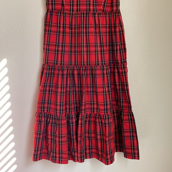 J Crew Tartan Plaid Christmas Holiday Flutter Sleeve Tiered Midi Dress 10 - Picture 5 of 11